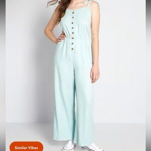 ModCloth Every Waking Momentum Linen Blend Jumpsuit Size Medium